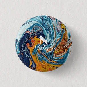 Macaron Rond 2,50 Cm Élégant Monogramme bleu or