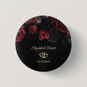 Macaron Rond 2,50 Cm Élégant rouge Roses Mariage gothique