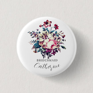 Macaron Rond 2,50 Cm Elegant Stylish Vintage Roses Bouquet Wedding