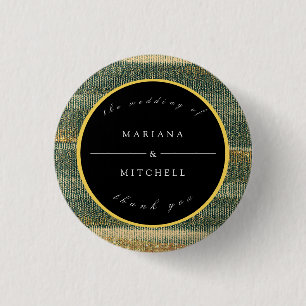 Macaron Rond 2,50 Cm Élégante brosse verte avec or et noir rond