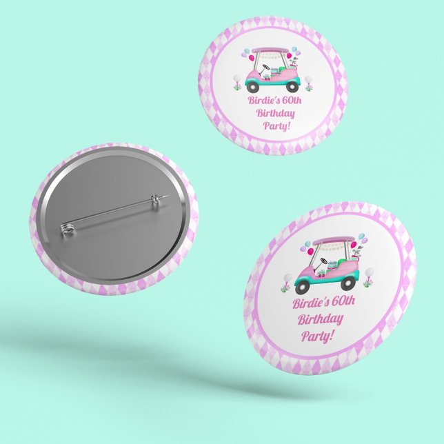 Macaron Rond 2,50 Cm Élégante partie de golf féminin Panier Anniversair (Créateur téléchargé)