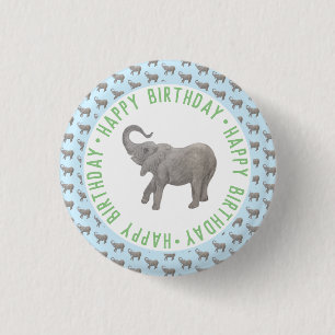 Macaron Rond 2,50 Cm Élémentaire éléphant bleu clair Anniversaire
