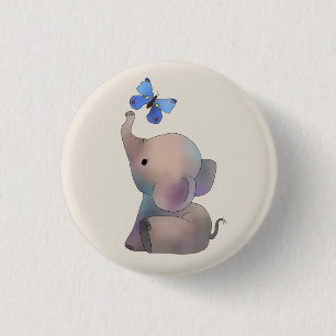 Macaron Rond 2,50 Cm Éléphant avec papillon