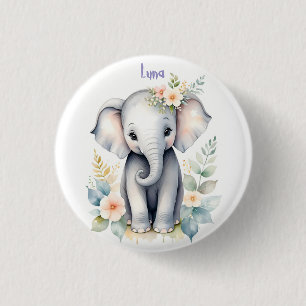 Macaron Rond 2,50 Cm Eléphant bébé en floraison