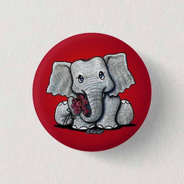 Macaron Rond 2,50 Cm Eléphant Bébé mignon KiniArt Pin (Devant)