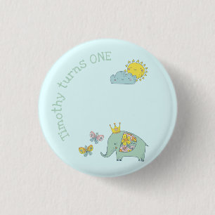 Macaron Rond 2,50 Cm Elephant et papillons personnalisables Anniversair