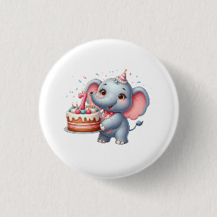 Macaron Rond 2,50 Cm Éléphant Mignon 7ème Anniversaire
