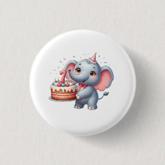 Macaron Rond 2,50 Cm Éléphant Mignon 7ème Anniversaire