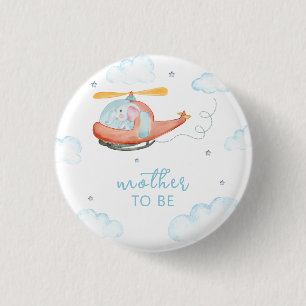 Macaron Rond 2,50 Cm Élévation d'éléphant bleu Maman à venir Cadeau pou