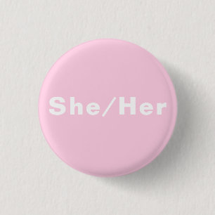 Macaron Rond 2,50 Cm Elle, Elle, Genre Pronouns Lgbtq fierté rose clair