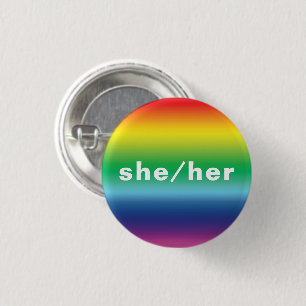 Macaron Rond 2,50 Cm Elle, Elle, Pronouns Lgbtq Lgbt Pride Couleurs arc