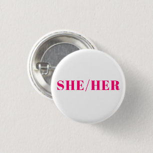 Macaron Rond 2,50 Cm Elle, elle, Pronouns Lgbtq orgueil rose magenta bl