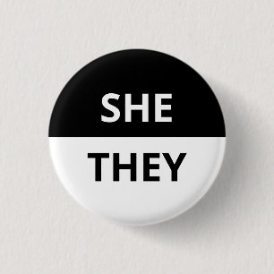 Macaron Rond 2,50 Cm Elle/Eux Pronoun Insigne noir et blanc