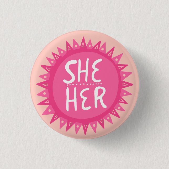 Macaron Rond 2,50 Cm ELLE / Ses Prononounes Pink Sun Pride Manufacture, (Devant)