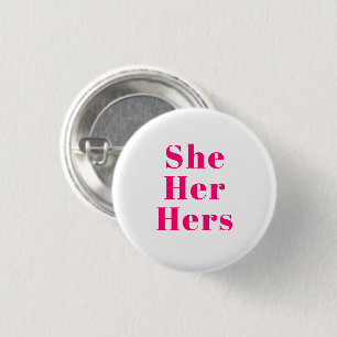 Macaron Rond 2,50 Cm Elle, Son, Ses Pronouns - Lgbtq orgueil rose magen