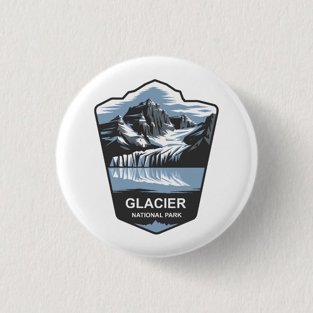Macaron Rond 2,50 Cm Emblem du parc national des Glaciers (Devant)