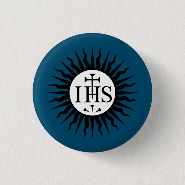 Macaron Rond 2,50 Cm Emblème de la Compagnie de Jésus Monogramme (Devant)