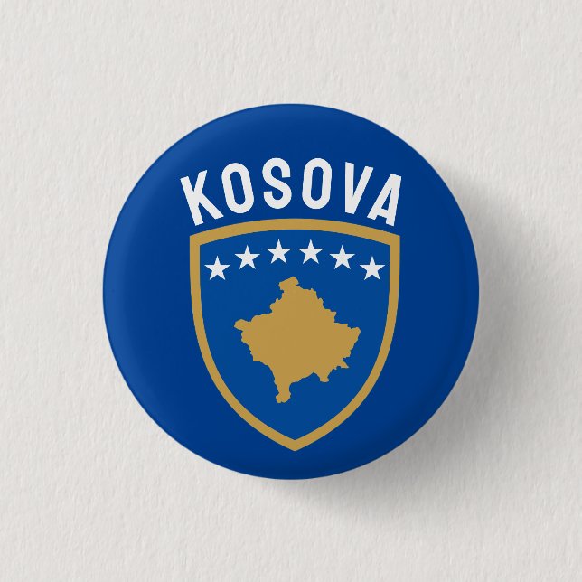 Macaron Rond 2,50 Cm Emblème de la République du Kosovo (Devant)