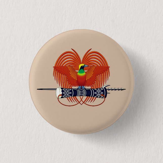 Macaron Rond 2,50 Cm Emblème national de Papouasie-Nouvelle-Guinée (Devant)