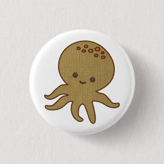 Macaron Rond 2,50 Cm Embroderie de caricature octopus mignonne Imprimer (Devant)