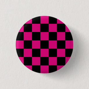 Macaron Rond 2,50 Cm Emo Pink & Black Checkerboard