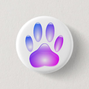 Macaron Rond 2,50 Cm Empreinte de patte de chien en verre coloré
