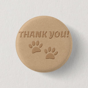 Macaron Rond 2,50 Cm Empreinte de patte De Chien Et Merci De Texte 