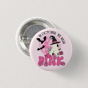 Macaron Rond 2,50 Cm En Octobre nous portons Pink Ghost Halloween