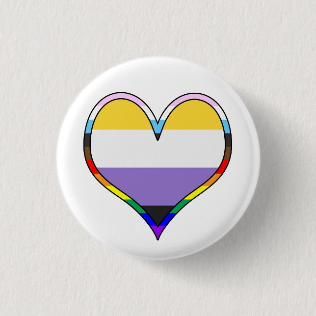 Macaron Rond 2,50 Cm Enby Pride Heart (Devant)