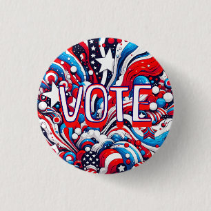 Macaron Rond 2,50 Cm Encouragement au vote patriotique rouge, blanc et 