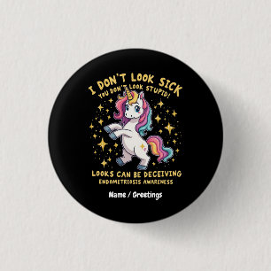 Macaron Rond 2,50 Cm Endometriose Sensibilisation Forte Unicorne Guerri