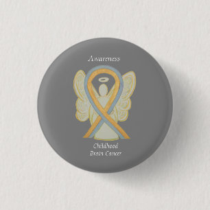 Macaron Rond 2,50 Cm Enfance Cerveau Cancer Ange Sensibilisation Pins à