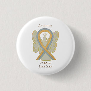 Macaron Rond 2,50 Cm Enfance Cerveau Cancer Ange Sensibilisation Pins à