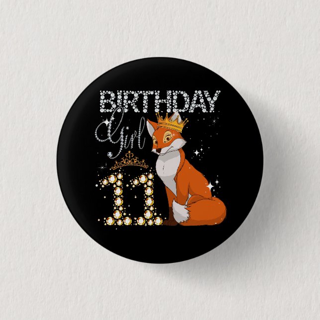 Macaron Rond 2,50 Cm Enfants Fox Amoureux des animaux 11e anniversaire  (Devant)