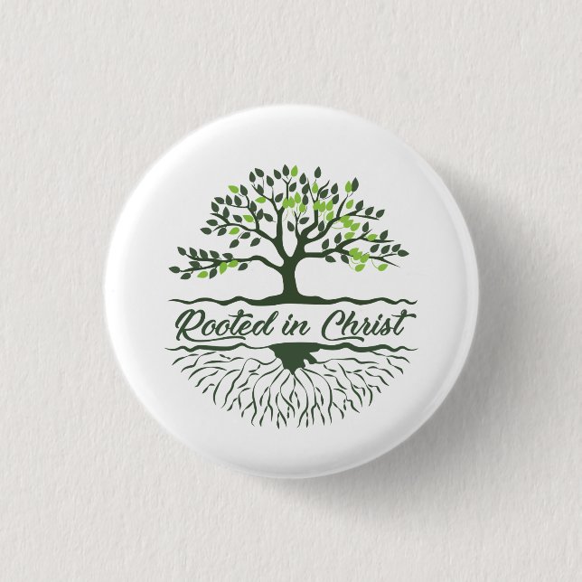 Macaron Rond 2,50 Cm Enraciné dans le Christ (Devant)
