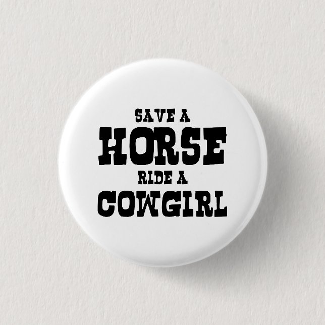 MACARON ROND 2,50 CM ENREGISTRER UN CHEVAL UNE COWGIRL (Devant)