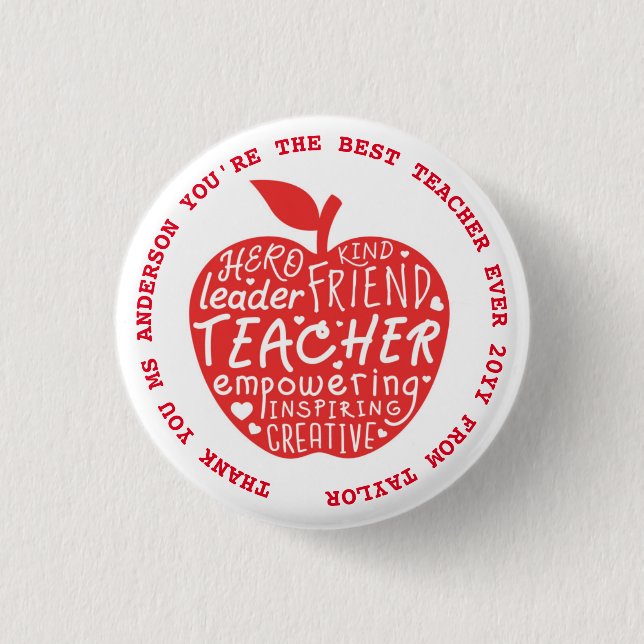 Macaron Rond 2,50 Cm ENSEIGNANT - Citations amusantes - Ajouter un nom  (Devant)