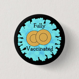 Macaron Rond 2,50 Cm Entièrement vacciné contre le bouton Covid 19