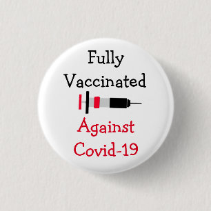Macaron Rond 2,50 Cm Entièrement Vacciné contre le Covid-19 Bouton