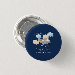 Macaron Rond 2,50 Cm Envol Aquarelle Avion Garçon Baby Shower