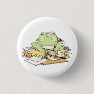 Macaron Rond 2,50 Cm Envoyez de l'aide Grenouille Enfouie sous la Paper