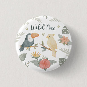 Macaron Rond 2,50 Cm Épingle à bouton Safari Anniversaire Tropical Wild