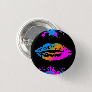 MACARON ROND 2,50 CM ÉPINGLE À BROCHE 80'S RÉTRO VINTAGE NEW WAVE LÈVRE
