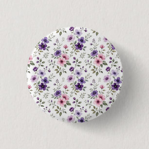 Macaron Rond 2,50 Cm Épingle botanique de fleur sauvage