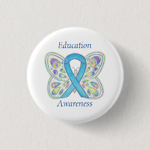 Macaron Rond 2,50 Cm Épingle d'art Ruban de sensibilisation Papillon Éd