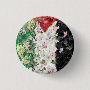 Macaron Rond 2,50 Cm Épingle de bouton de carte de Palestine florale - 