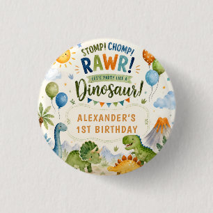 Macaron Rond 2,50 Cm Épinglette de bouton d'anniversaire de dinosaure m