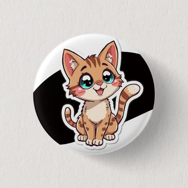 Macaron Rond 2,50 Cm Épinglette de chat mignon (Devant)