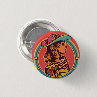 Macaron Rond 2,50 Cm Épinglette de cow-girl folklorique – Design de pro