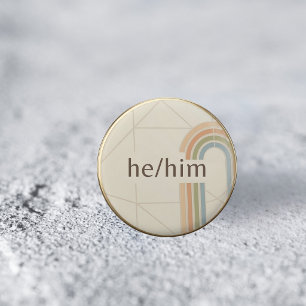 Macaron Rond 2,50 Cm Épinglette de fierté LGBTQ Minimaliste Pronom Il/L